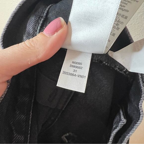 Madewell mid rise midi denim jean skirt with slit in lunar faded black 31 - Picture 10 of 11